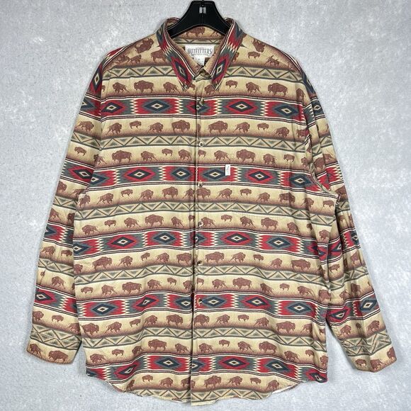 OUTFITTERS ROUNDTREE & YORKE Shirt AZTEC Southwestern Buffalos All Over Men’s XL - Picture 1 of 12